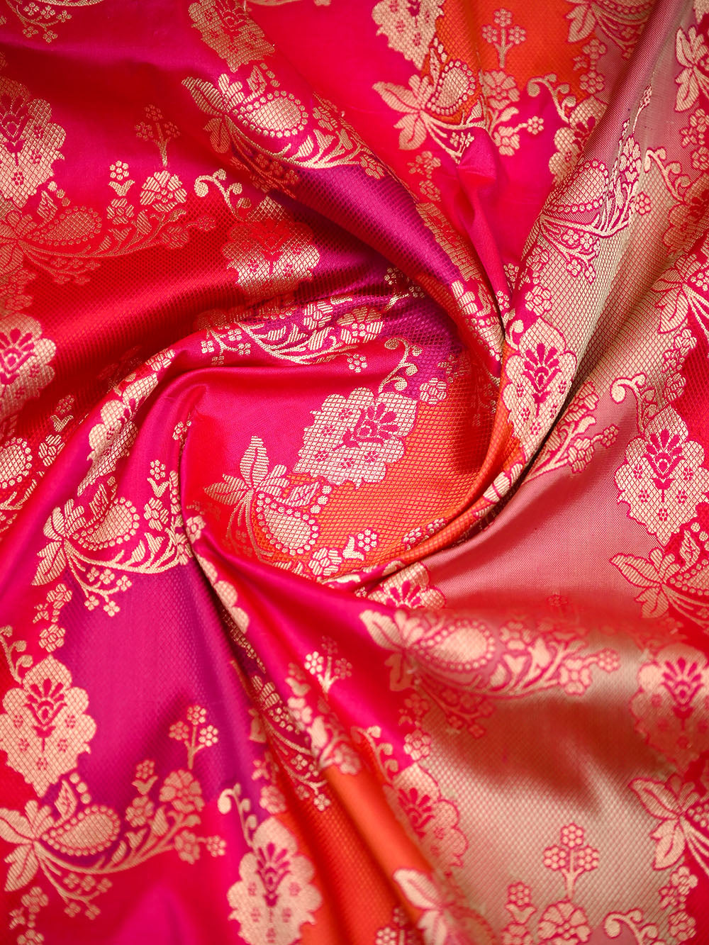 Dark Pink Rangkat Katan Silk Handloom Banarasi Saree - Sacred Weaves