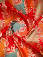 Red Green Rangkat Jaal Katan Silk Handloom Banarasi Saree - Sacred Weaves