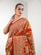 Red Brocade Rangkat Katan Silk Handloom Banarasi Saree - Sacred Weaves