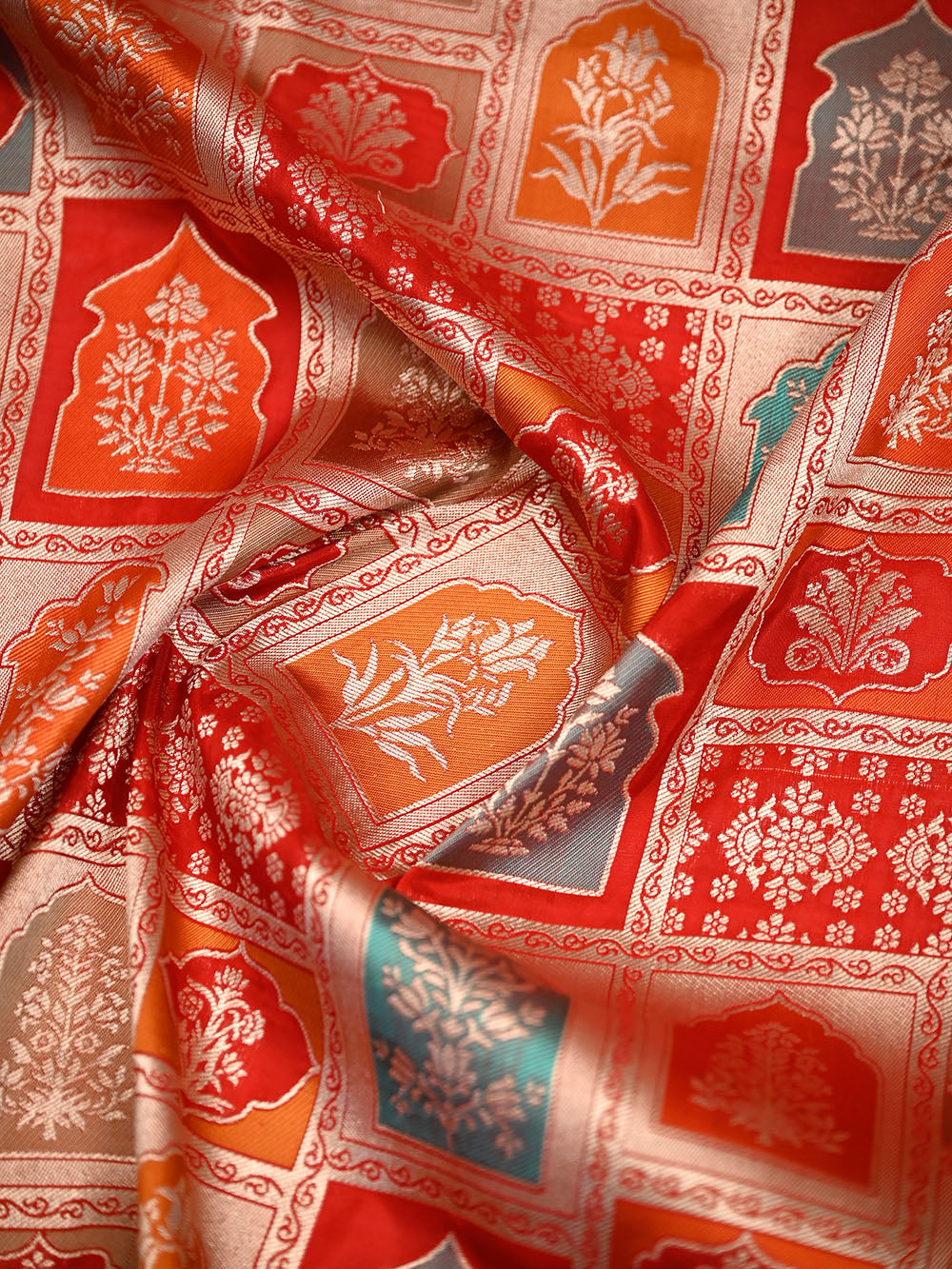Red Brocade Rangkat Katan Silk Handloom Banarasi Saree - Sacred Weaves
