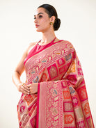 Dark Pink Brocade Rangkat Katan Silk Handloom Banarasi Saree - Sacred Weaves