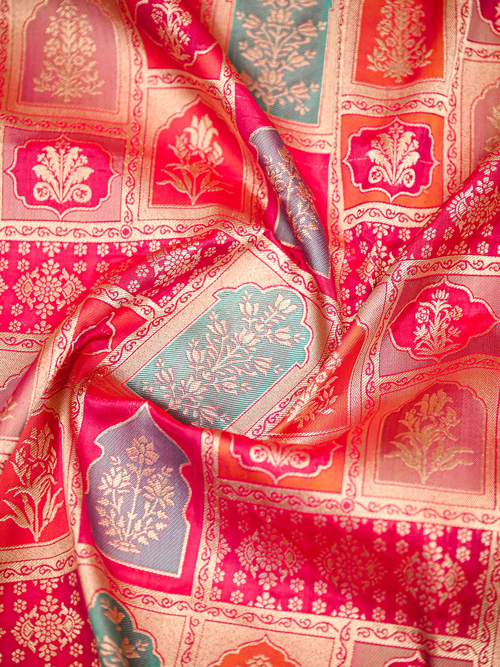 Dark Pink Brocade Rangkat Katan Silk Handloom Banarasi Saree - Sacred Weaves