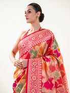Dark Pink Rangkat Jaal Katan Silk Handloom Banarasi Saree - Sacred Weaves