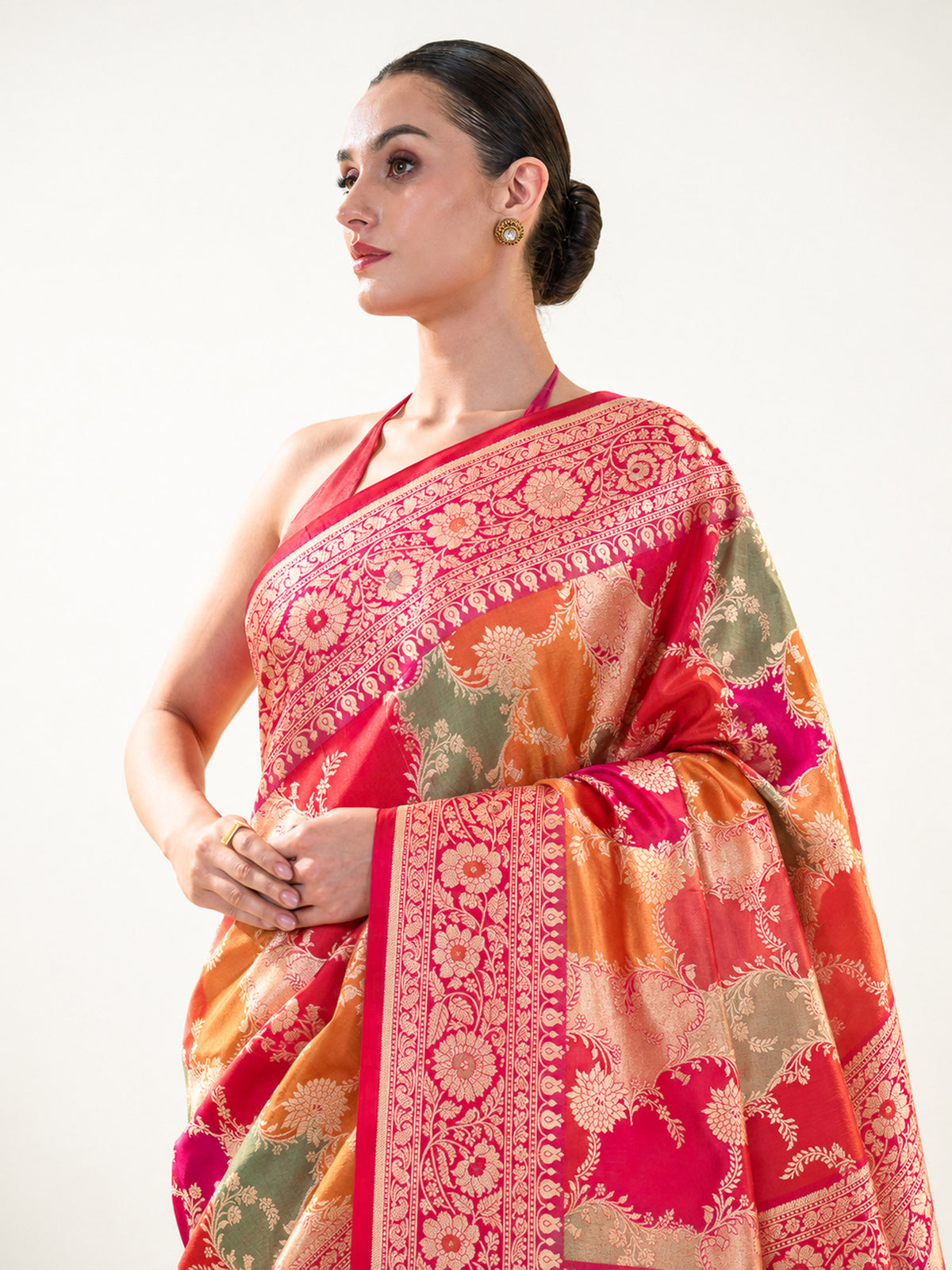 Dark Pink Rangkat Jaal Katan Silk Handloom Banarasi Saree - Sacred Weaves