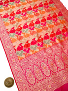 Dark Pink Rangkat Jaal Katan Silk Handloom Banarasi Saree - Sacred Weaves