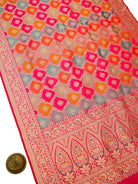 Dark Pink Jaal Rangkat Katan Silk Handloom Banarasi Saree - Sacred Weaves