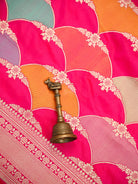 Pink Red Rangkat Jaal Katan Silk Handloom Banarasi Saree - Sacred Weaves
