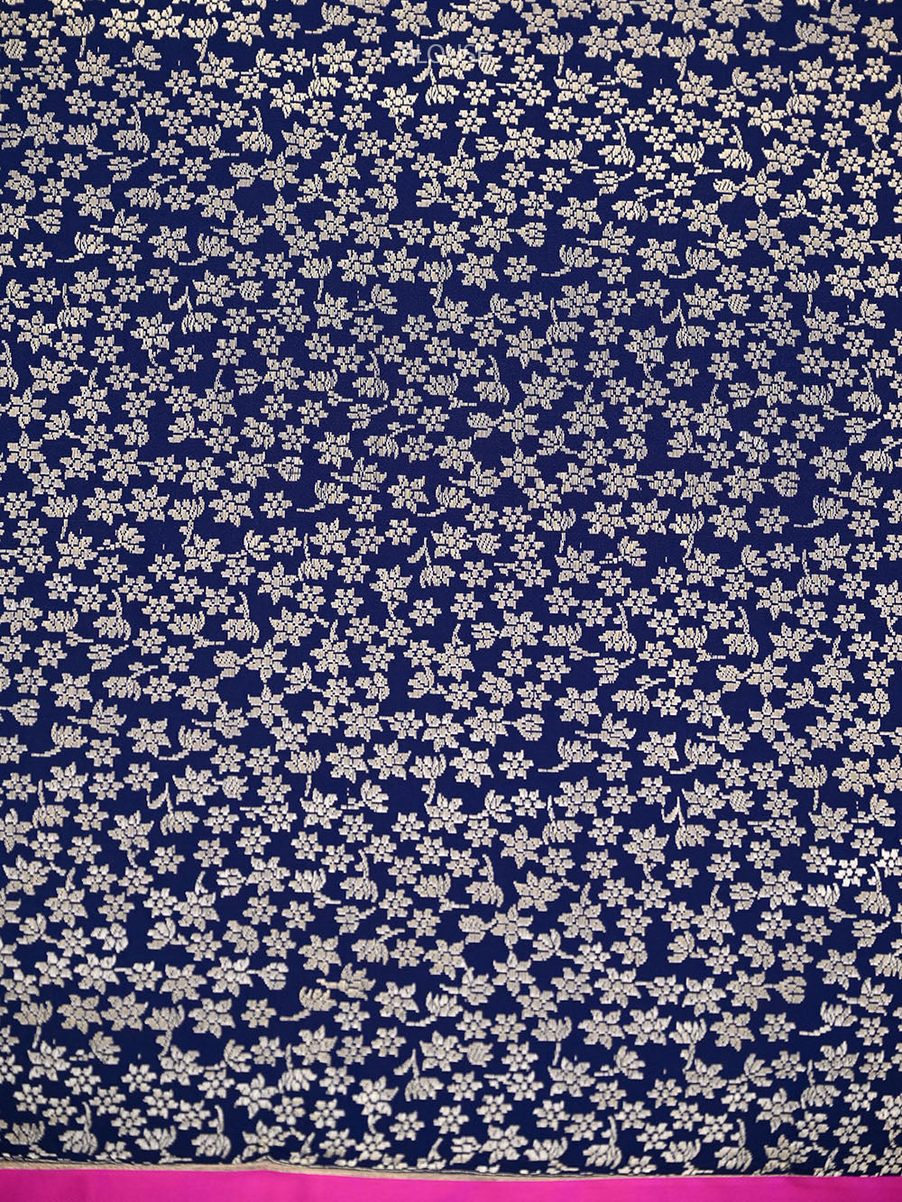 Navy Blue Plain Zari Satin Silk Handloom Banarasi Saree - Sacred Weaves