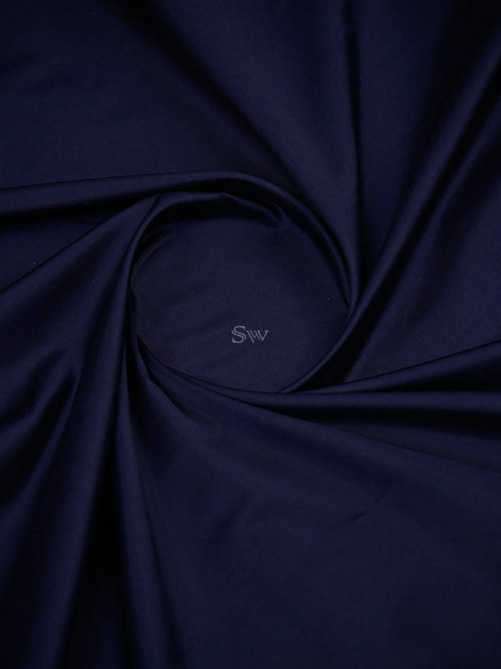 Navy Blue Plain Zari Satin Silk Handloom Banarasi Saree - Sacred Weaves