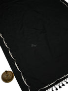 Contemporary Black Plain Satin Silk Handloom Banarasi Saree - Sacred Weaves