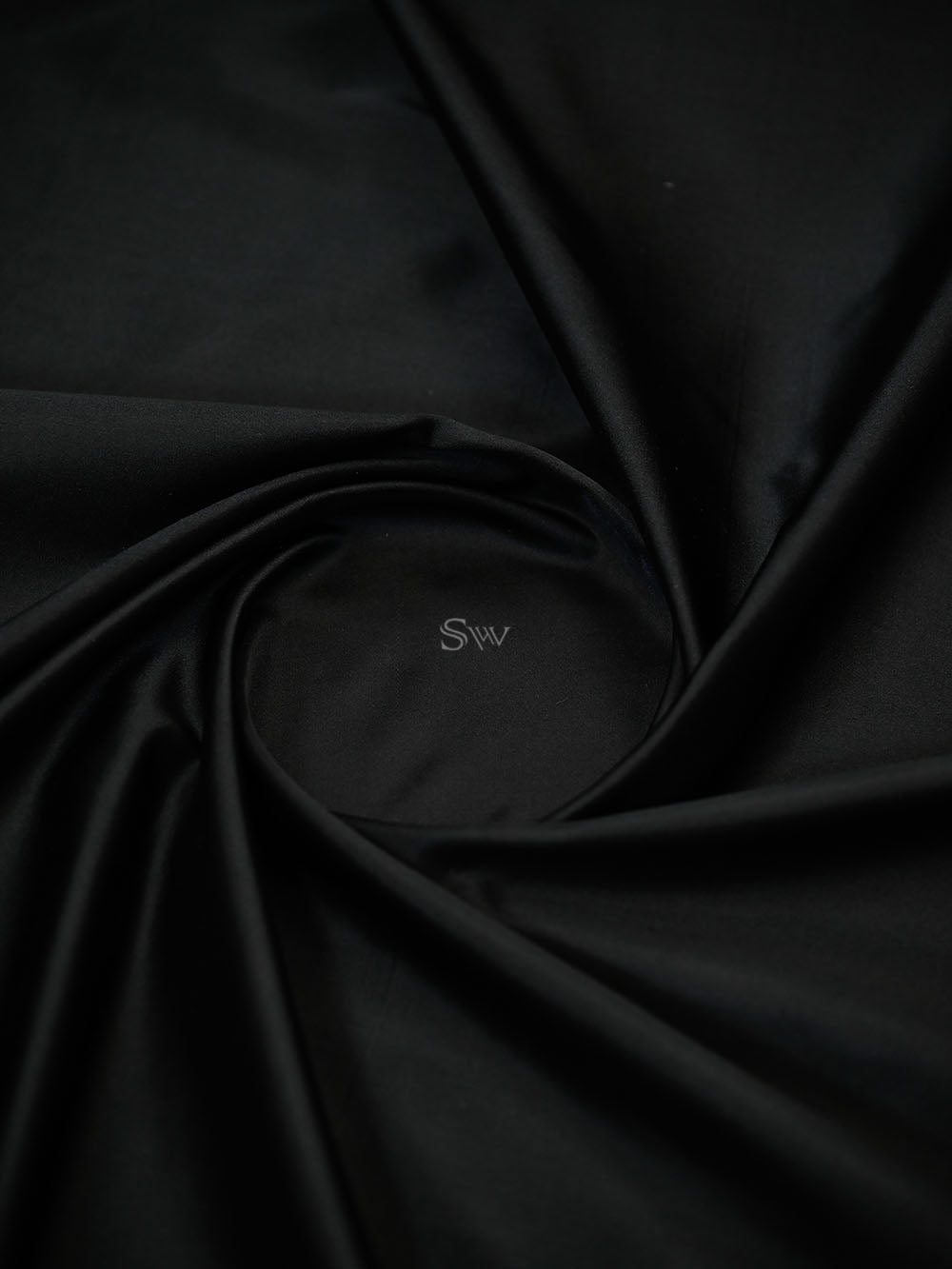 Contemporary Black Plain Satin Silk Handloom Banarasi Saree - Sacred Weaves