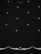 Contemporary Black Plain Satin Silk Handloom Banarasi Saree - Sacred Weaves