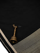 Black Plain Satin Silk Handloom Banarasi Saree - Sacred Weaves