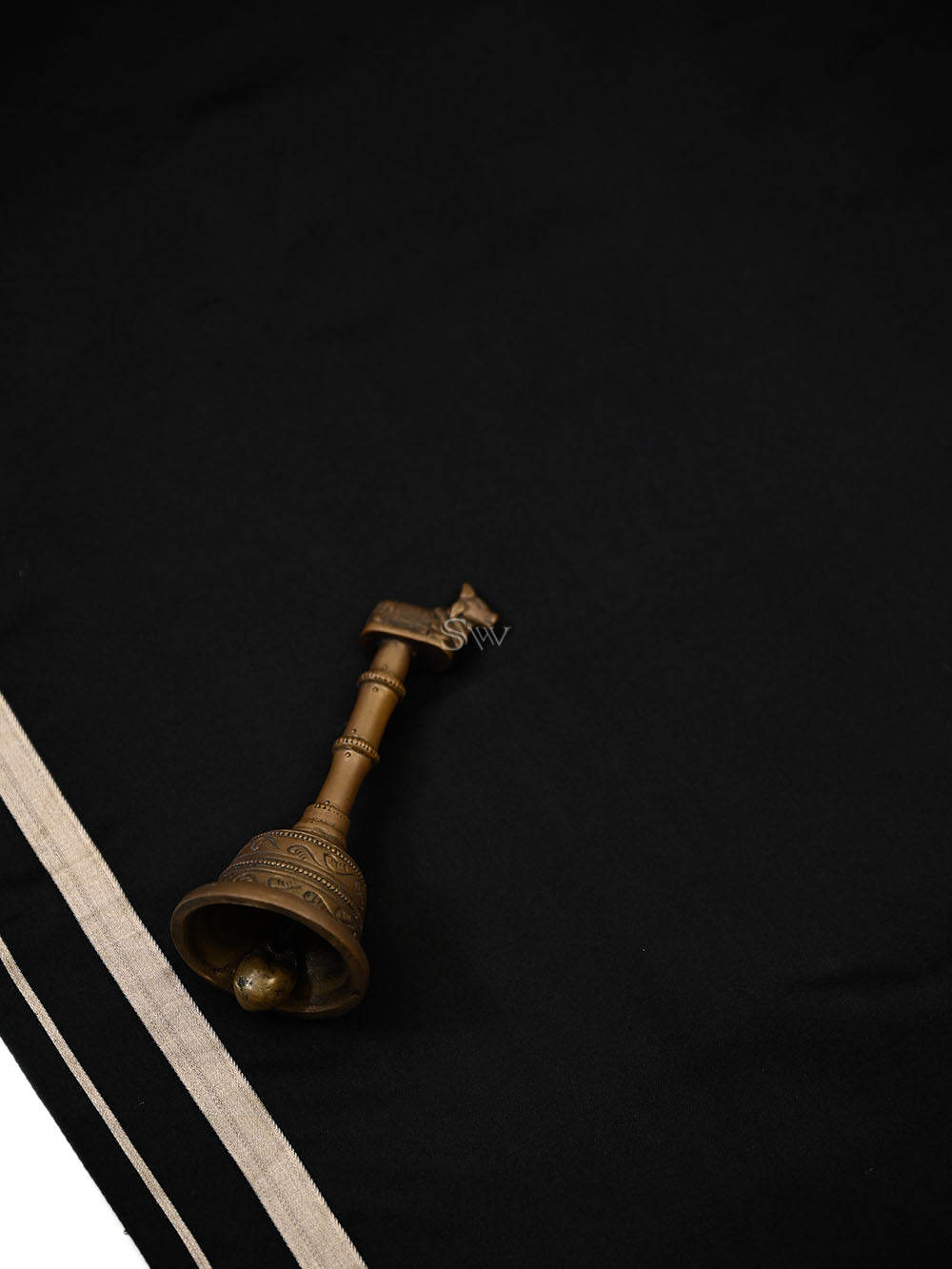 Black Plain Satin Silk Handloom Banarasi Saree - Sacred Weaves