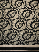 Black Plain Satin Silk Handloom Banarasi Saree - Sacred Weaves