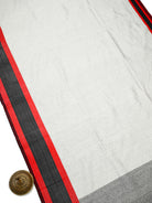 Off White Checked Katan Silk Handloom Banarasi Saree - Sacred Weaves