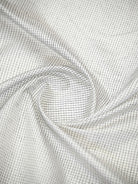 Off White Checked Katan Silk Handloom Banarasi Saree - Sacred Weaves