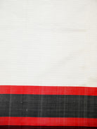Off White Checked Katan Silk Handloom Banarasi Saree - Sacred Weaves