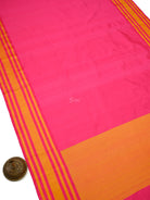 Dark Pink Plain Katan Silk Handloom Banarasi Saree - Sacred Weaves