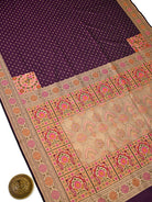 Dark Purple Konia Meenakari Katan Silk Handloom Banarasi Saree - Sacred Weaves