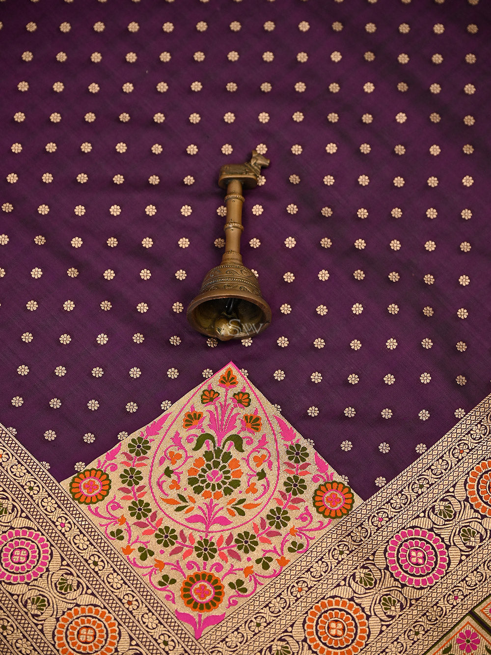 Dark Purple Konia Meenakari Katan Silk Handloom Banarasi Saree - Sacred Weaves