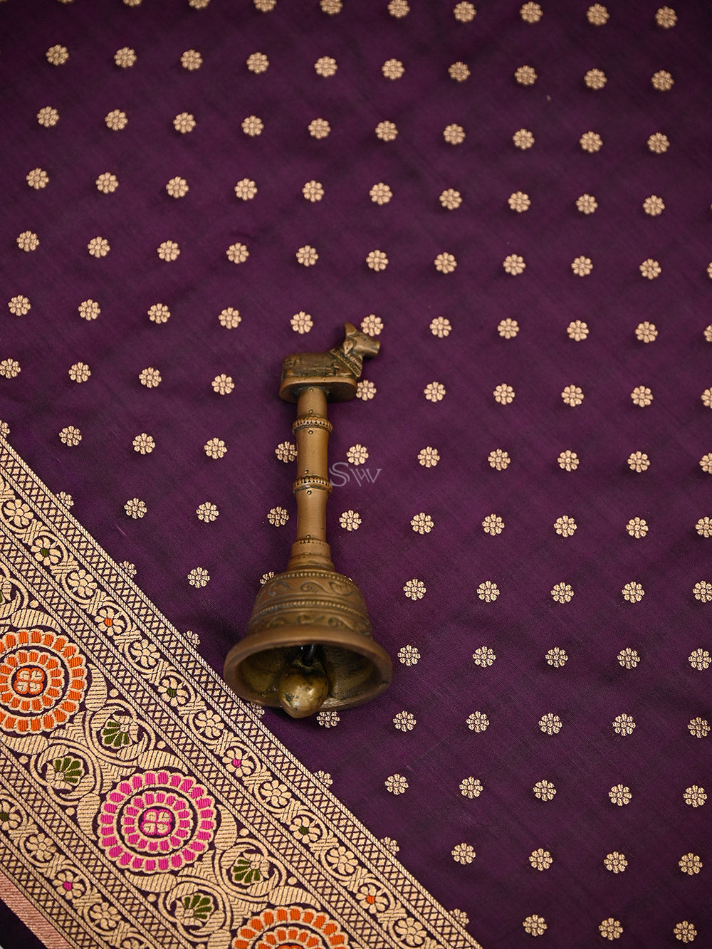 Dark Purple Konia Meenakari Katan Silk Handloom Banarasi Saree - Sacred Weaves
