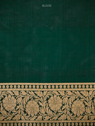 Bottle Green Floral Zari Jaal Uppada Katan Silk Handloom Banarasi Saree - Sacred Weaves