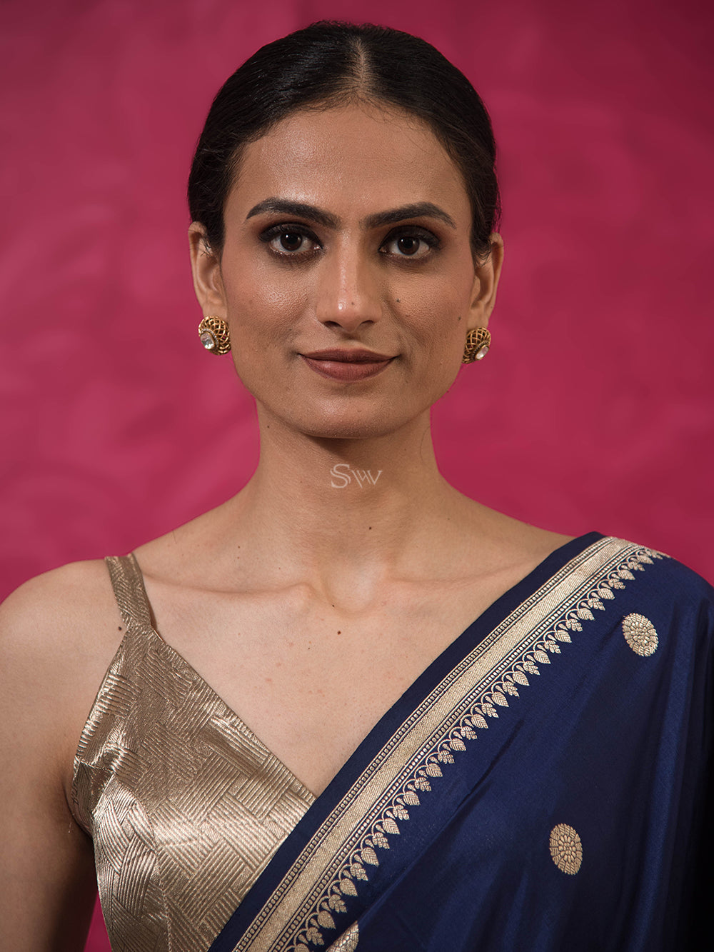 Blue Konia Katan Silk Handloom Banarasi Saree - Sacred Weaves