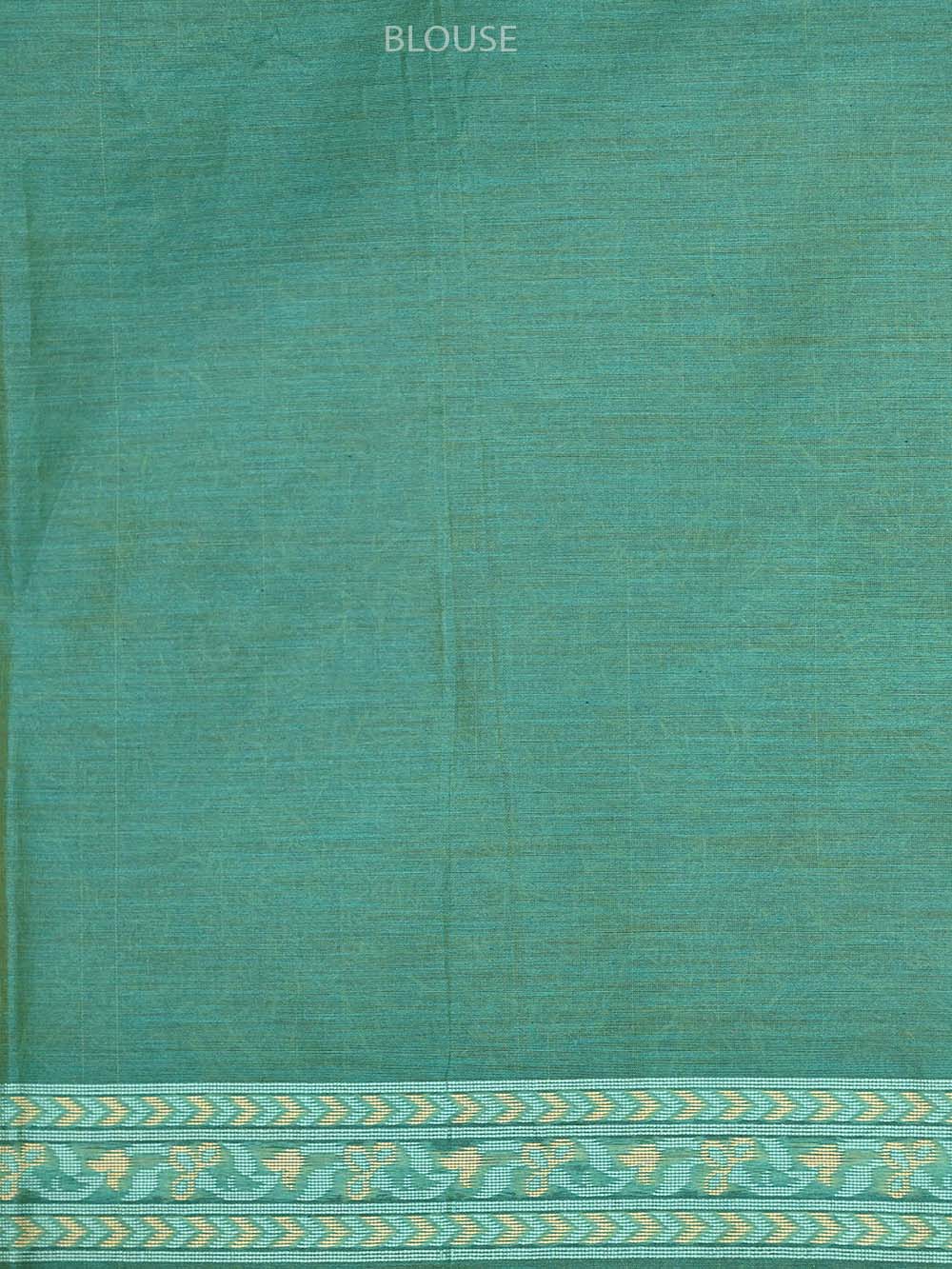 Green Yellow Stripe Cotton Silk Handloom Banarasi Saree - Sacred Weaves