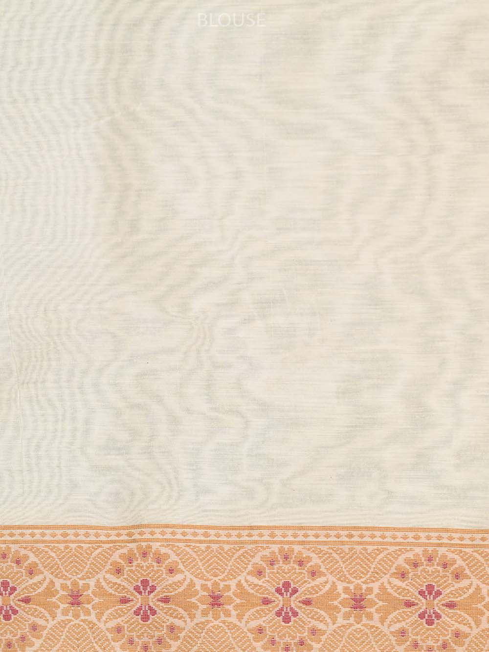 Cream Mustard Cotton Silk Handloom Banarasi Saree - Sacred Weaves