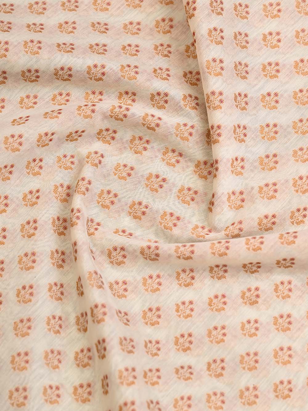 Cream Mustard Cotton Silk Handloom Banarasi Saree - Sacred Weaves