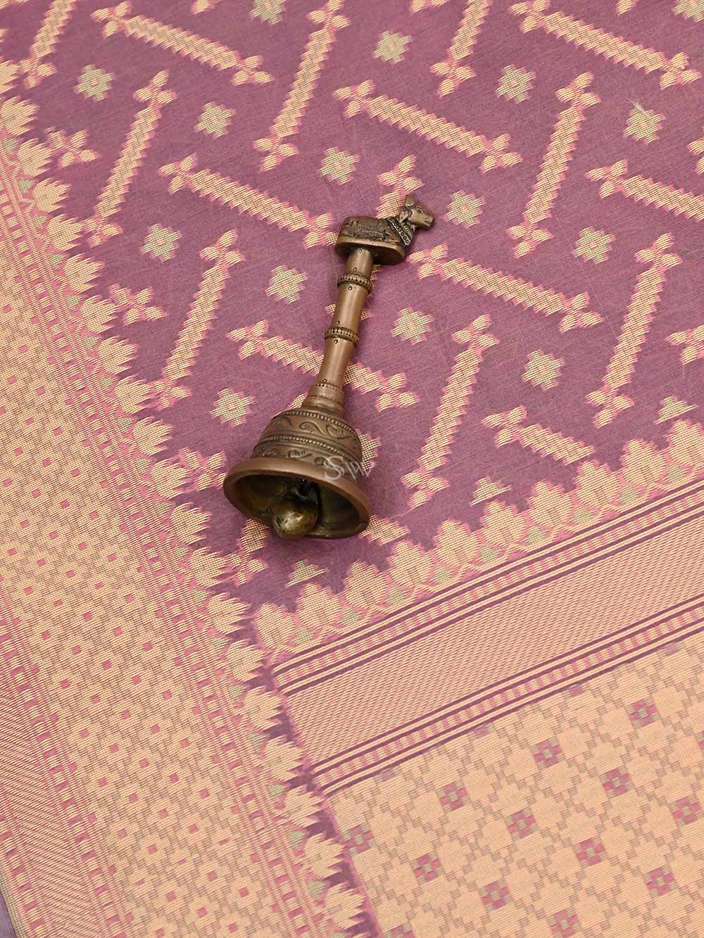 Pink Booti Cotton Silk Handloom Banarasi Saree - Sacred Weaves