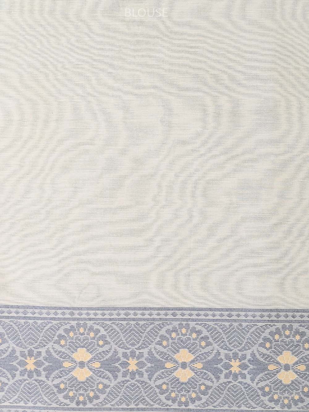 Cream Grey Cotton Silk Handloom Banarasi Saree - Sacred Weaves