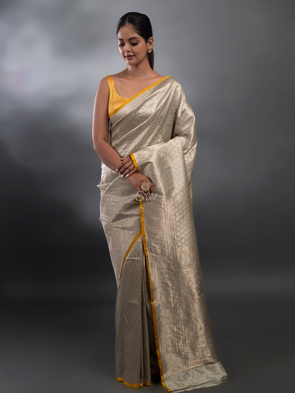 Pastel Mint Green Katan Silk Brocade Handloom Banarasi Saree
