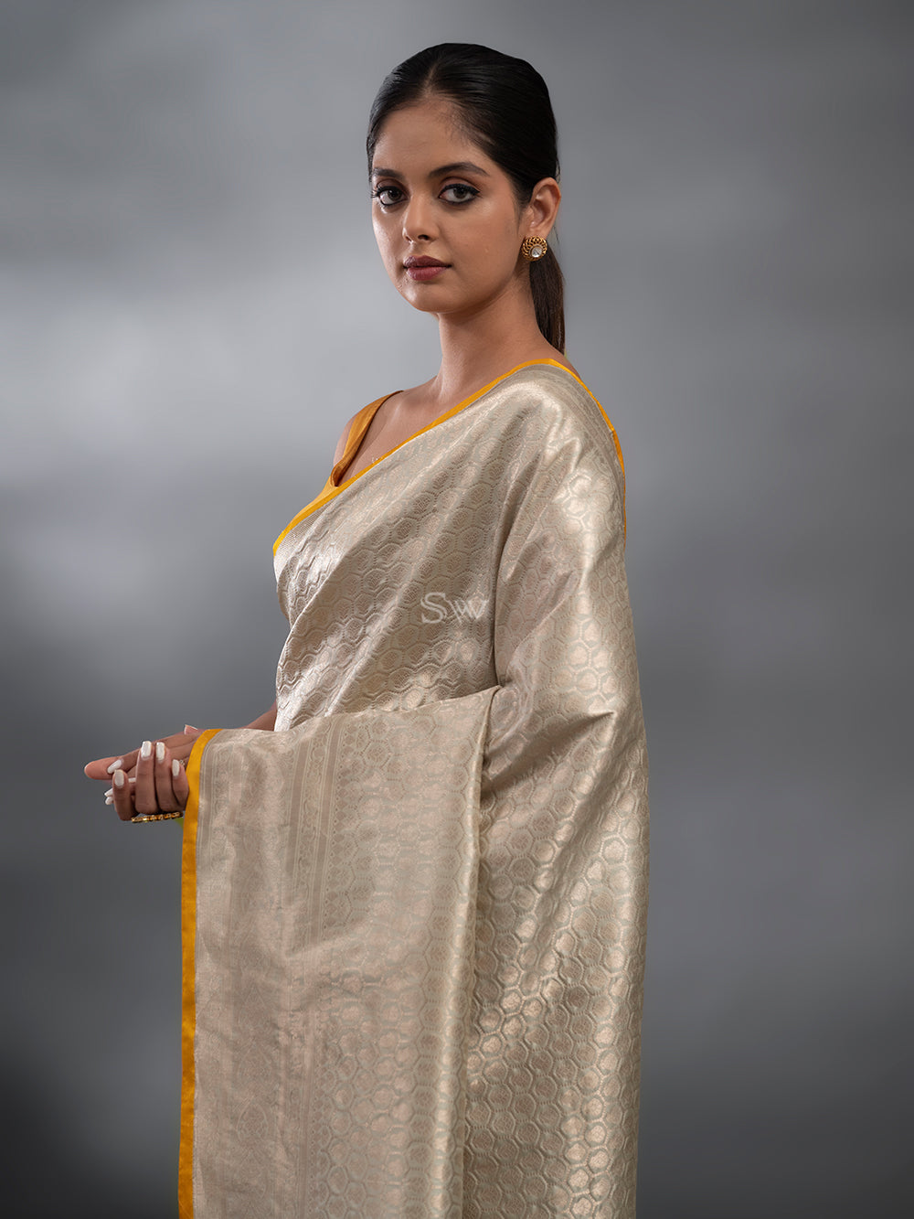 Pastel Mint Green Katan Silk Brocade Handloom Banarasi Saree