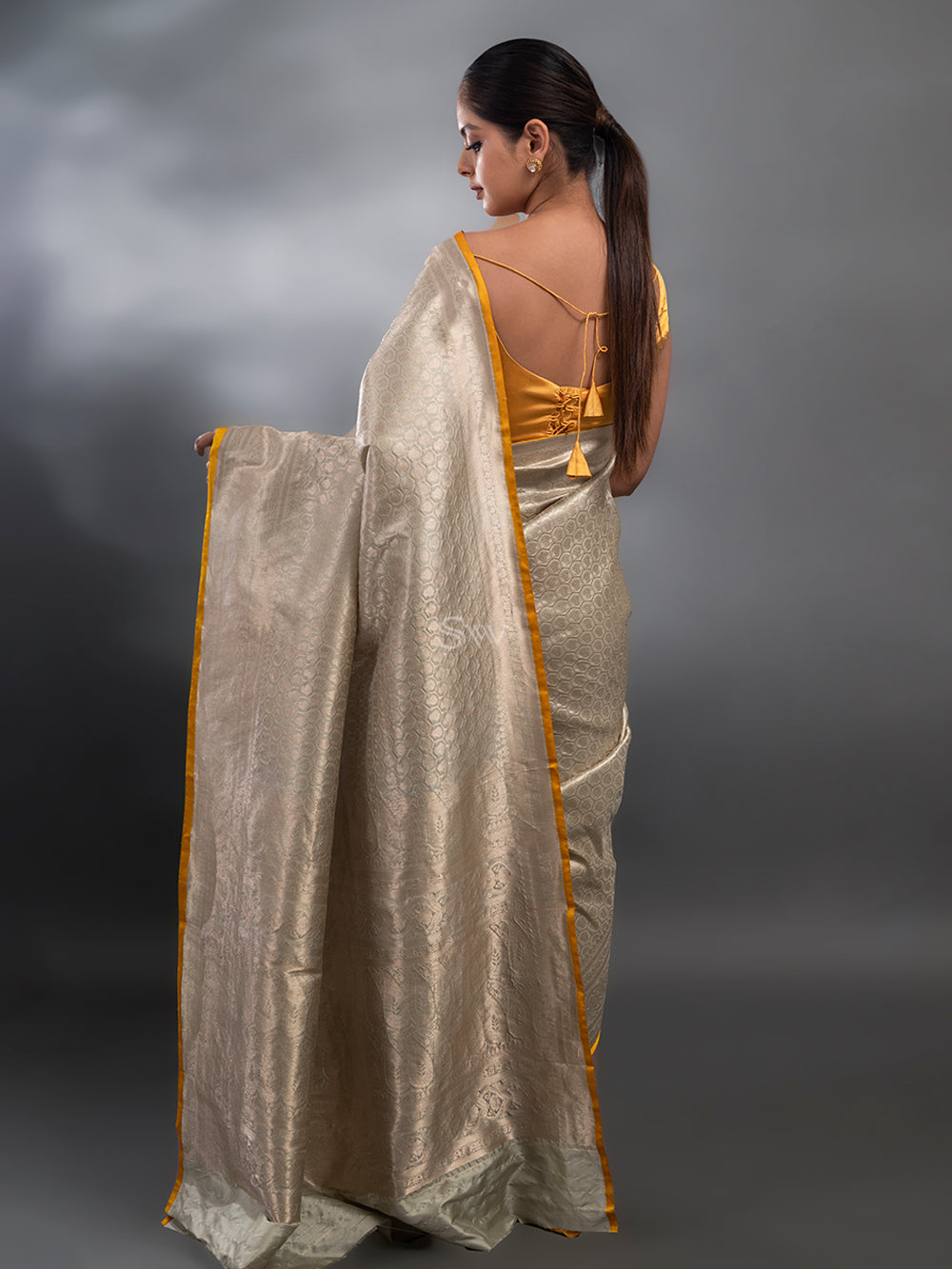 Pastel Mint Green Katan Silk Brocade Handloom Banarasi Saree