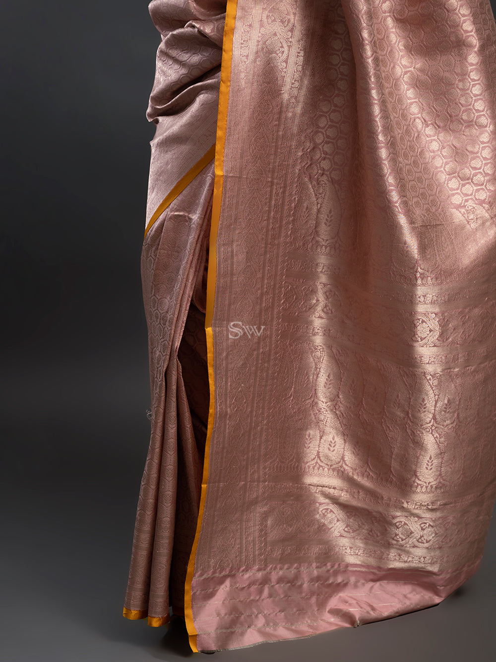 Pastel Pink Katan Silk Brocade Handloom Banarasi Saree - Sacred Weaves