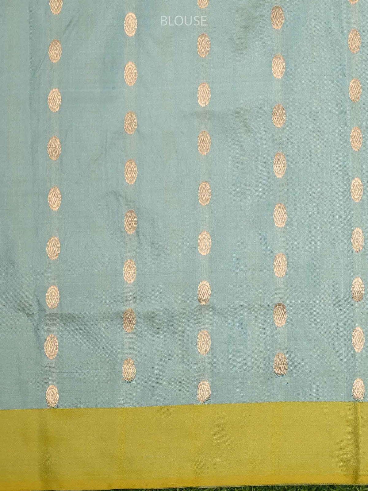 Mint Blue Stripe Katan Silk Handloom Banarasi Saree - Sacred Weaves