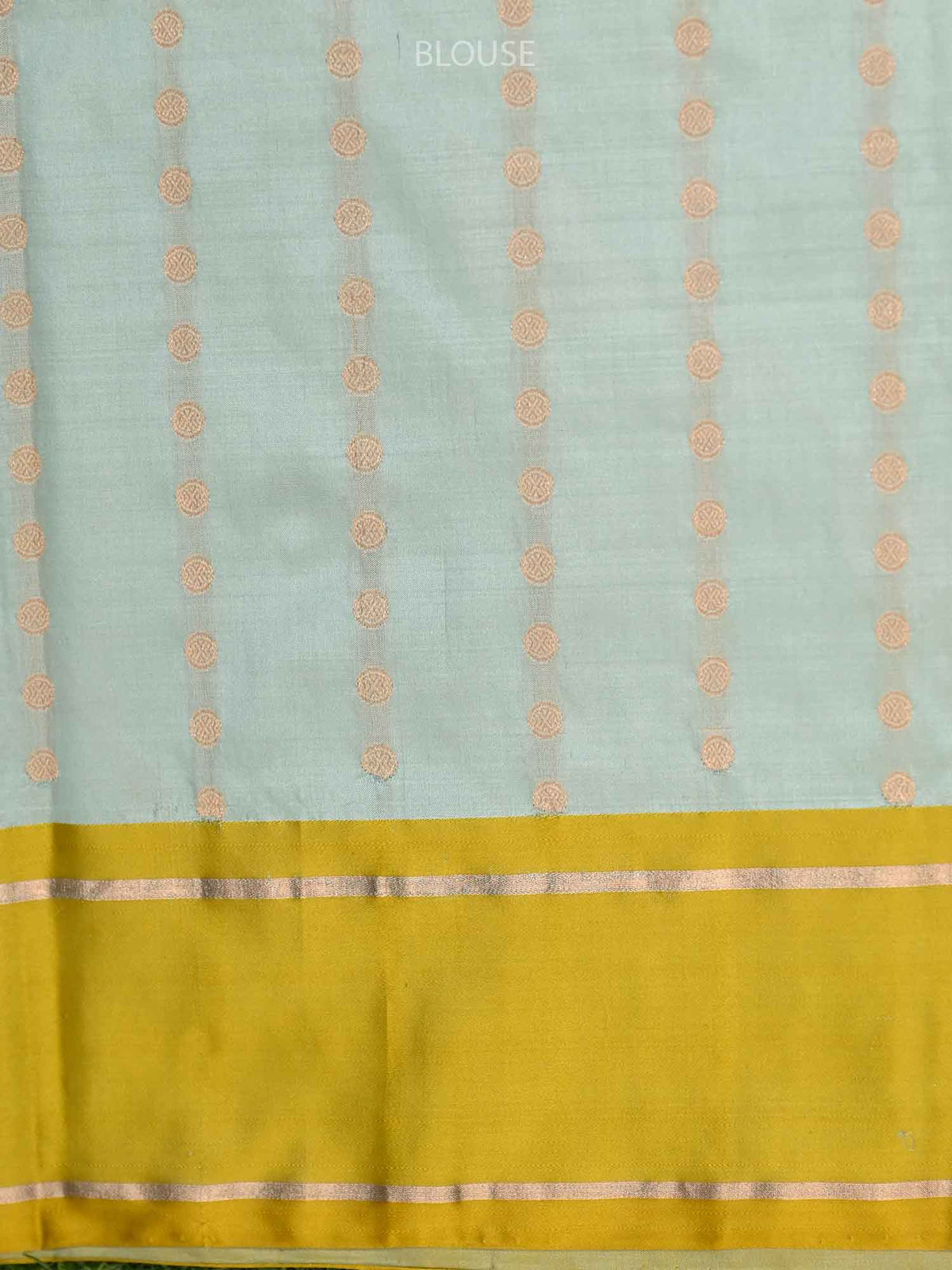 Mint Blue Stripe Katan Silk Handloom Banarasi Saree - Sacred Weaves