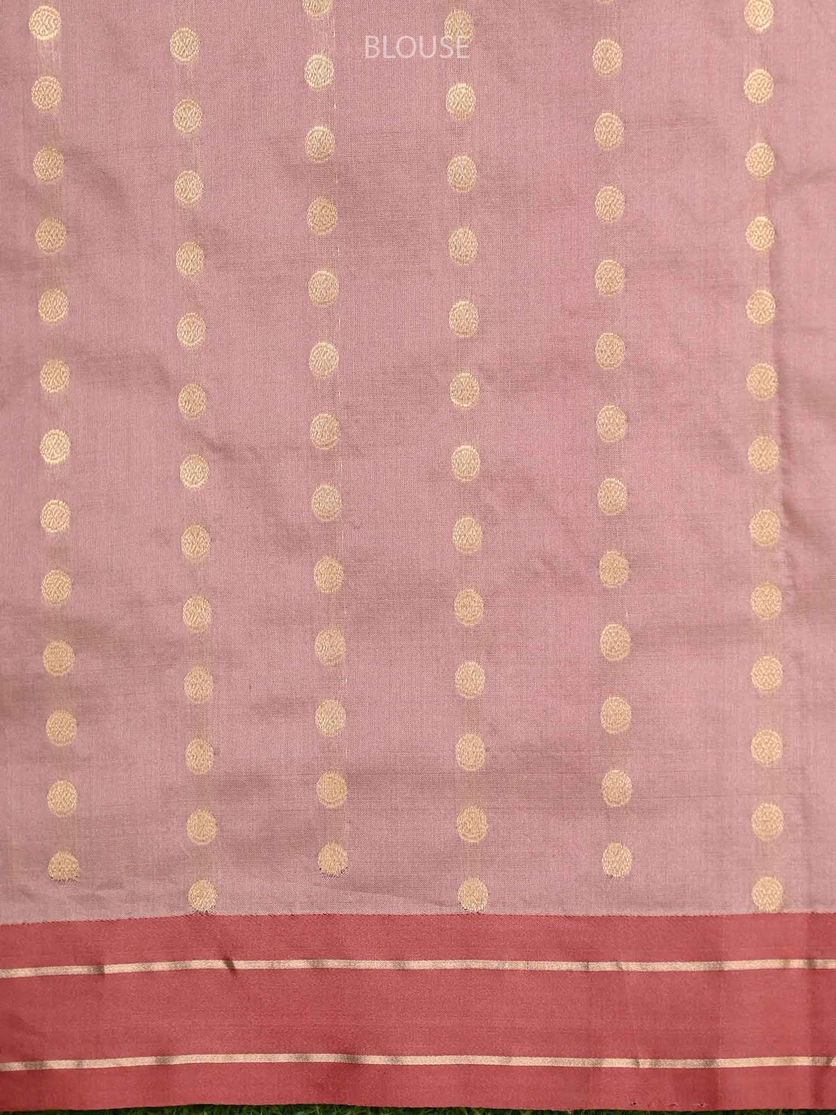 Dusty Pink Stripe Katan Silk Handloom Banarasi Saree - Sacred Weaves