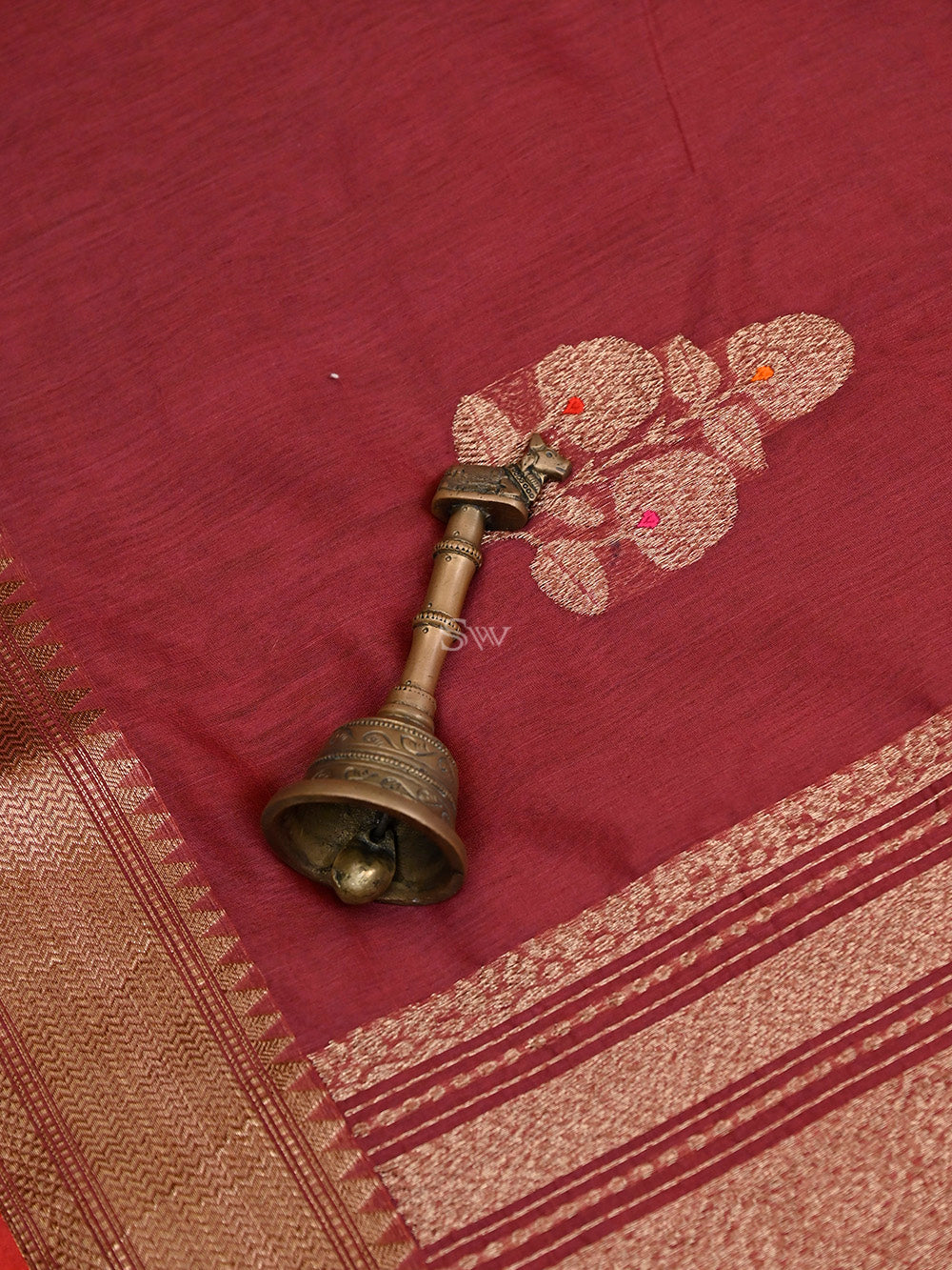 Maroon Boota Chanderi Silk Handloom Banarasi Saree - Sacred Weaves