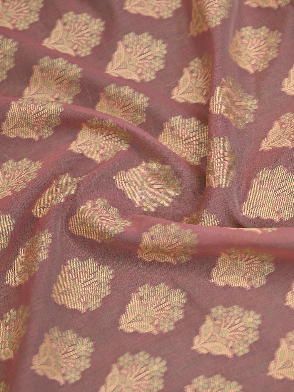 Pastel Pink Boota Cotton Silk Handloom Banarasi Saree - Sacred Weaves