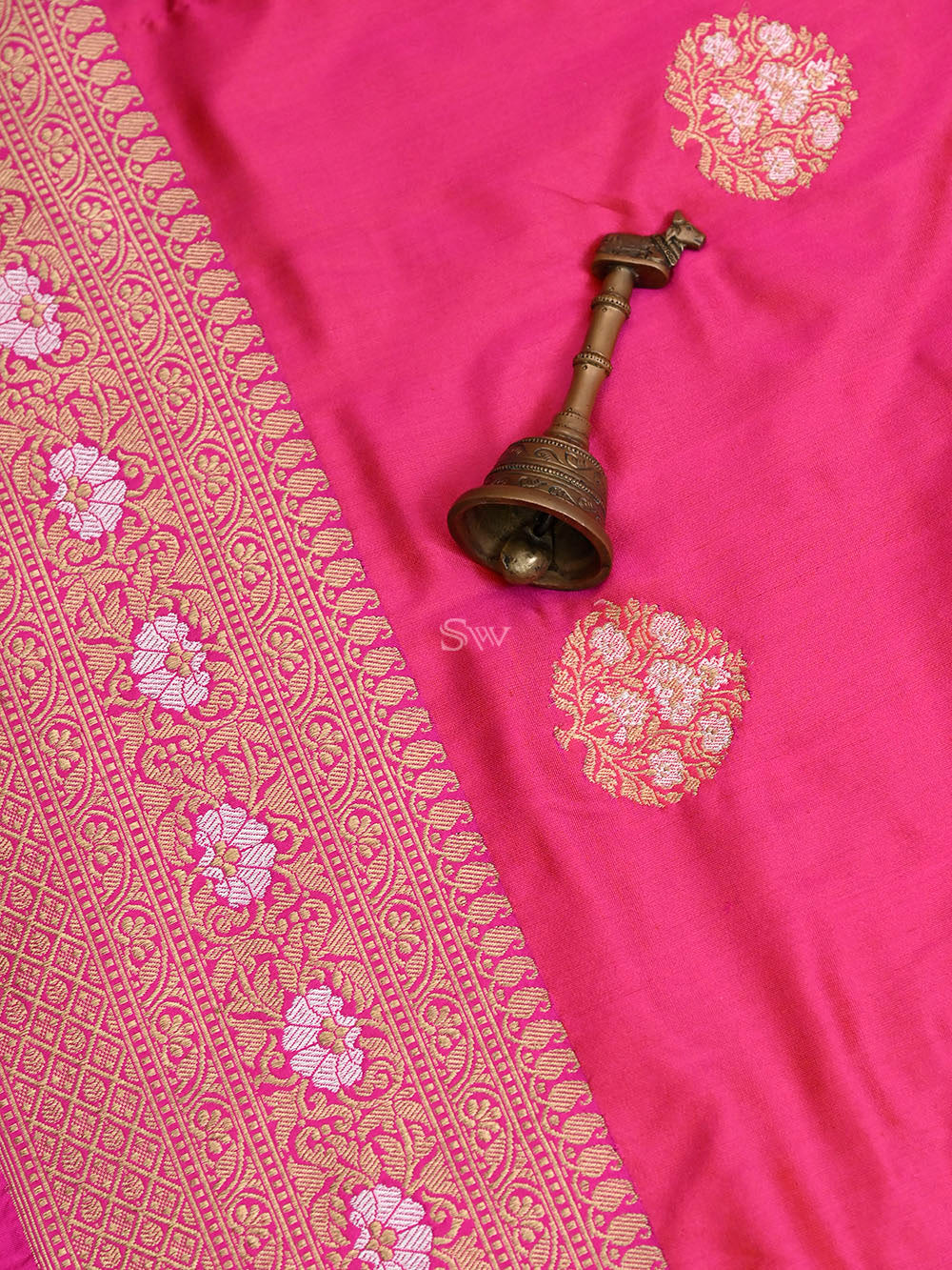 Pink Orange Katan Silk Handloom Banarasi Saree - Sacred Weaves