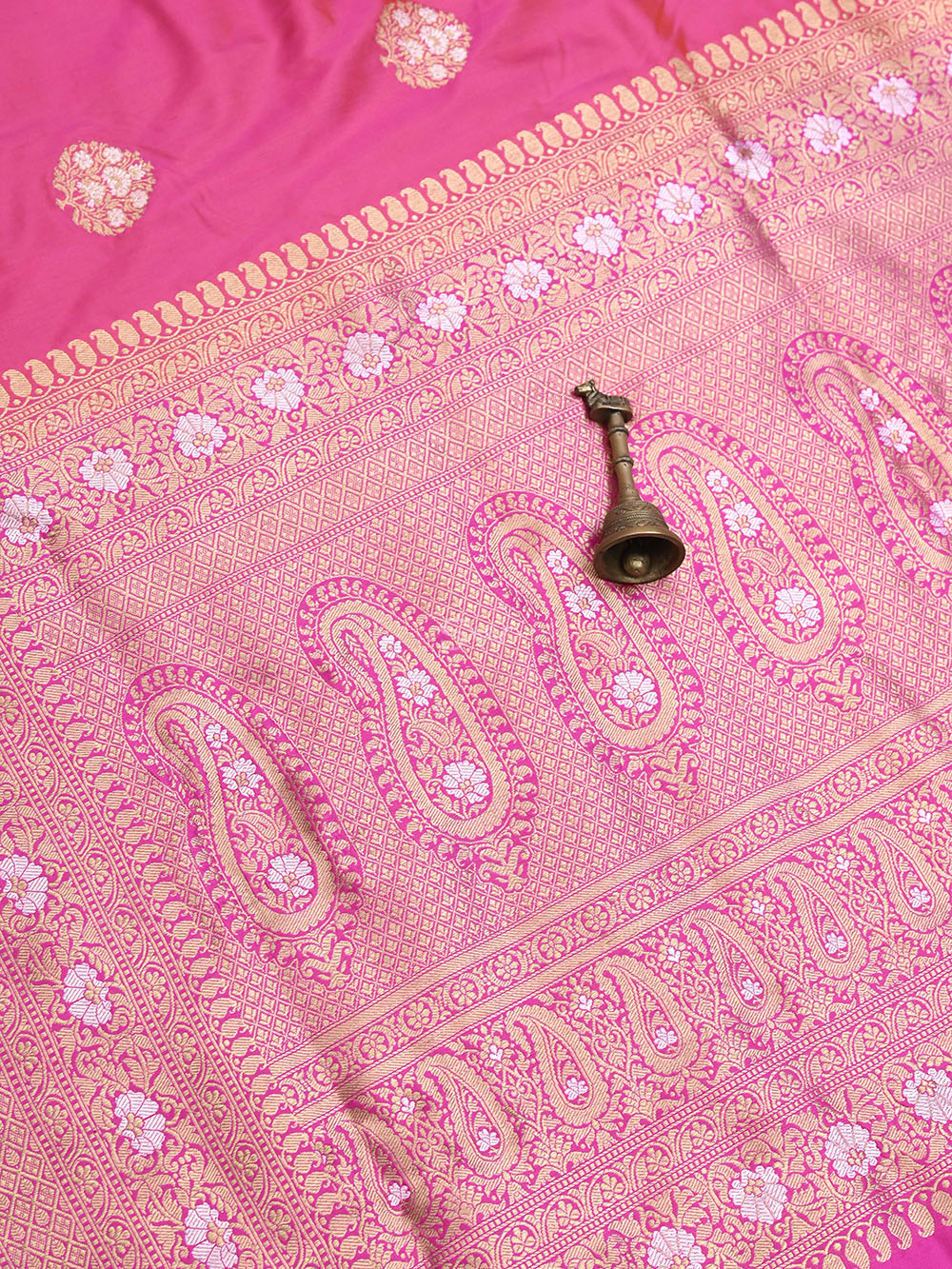 Pink Orange Katan Silk Handloom Banarasi Saree - Sacred Weaves