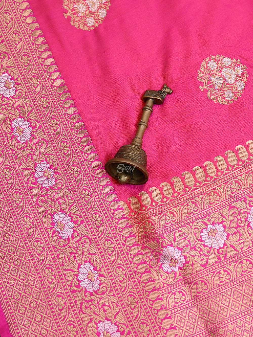 Pink Orange Katan Silk Handloom Banarasi Saree - Sacred Weaves