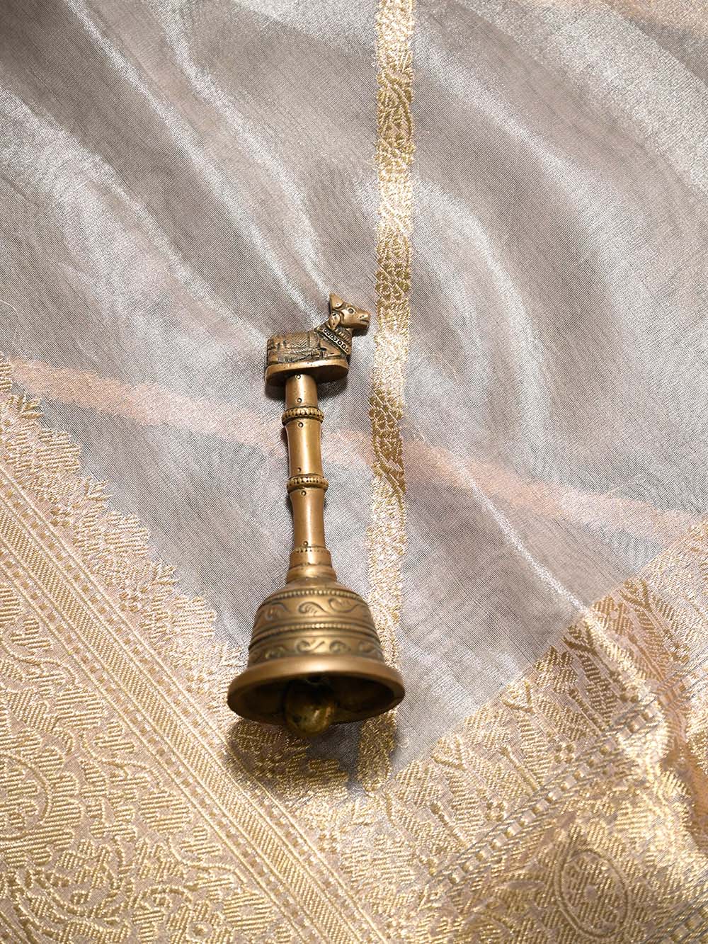 Grey Tissue Handloom Banarasi Saree - Sacred Weaves