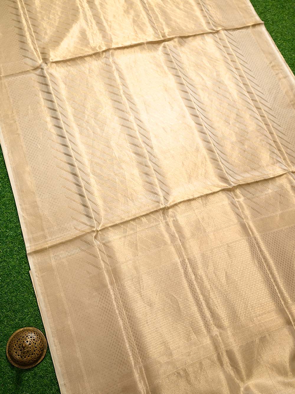 Beige Gold Tissue Handloom Banarasi Saree - Sacred Weaves