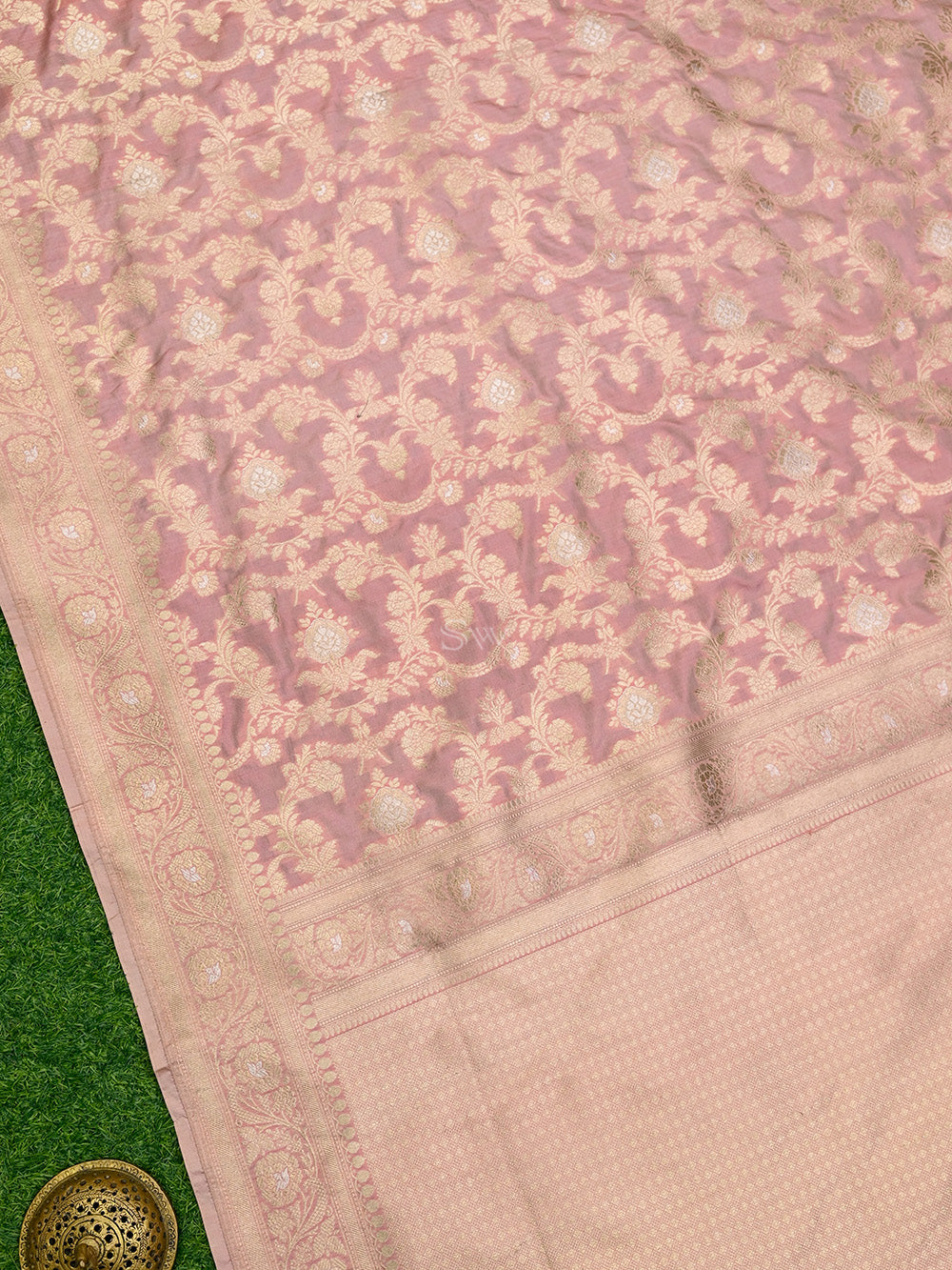 Pastel Pink Uppada Jaal Katan Silk Handloom Banarasi Saree