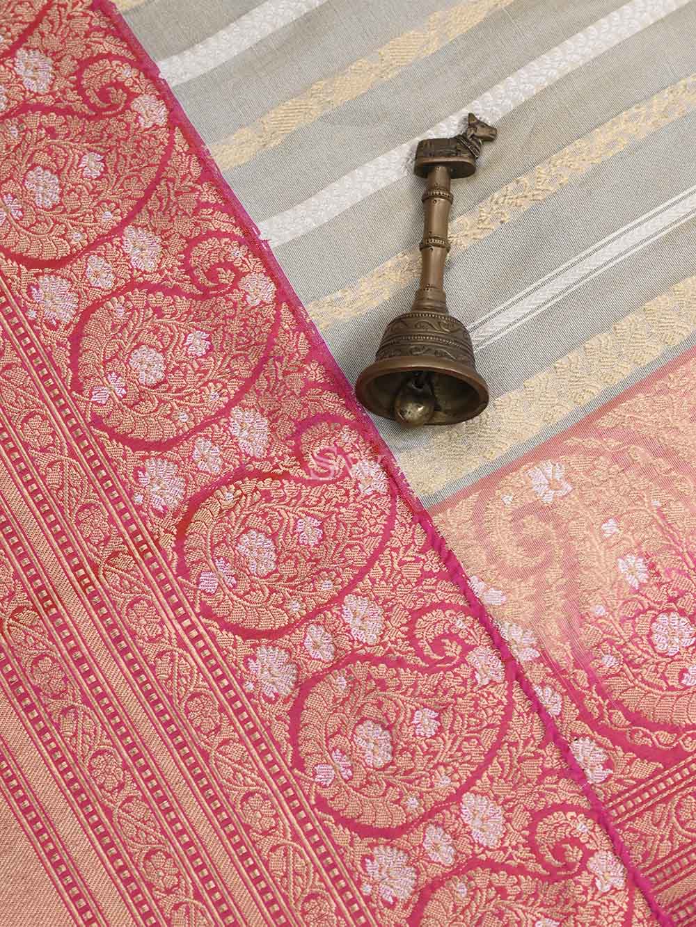 Cream Gold Katan Silk Tissue Handloom Banarasi Saree - Sacred Weaves