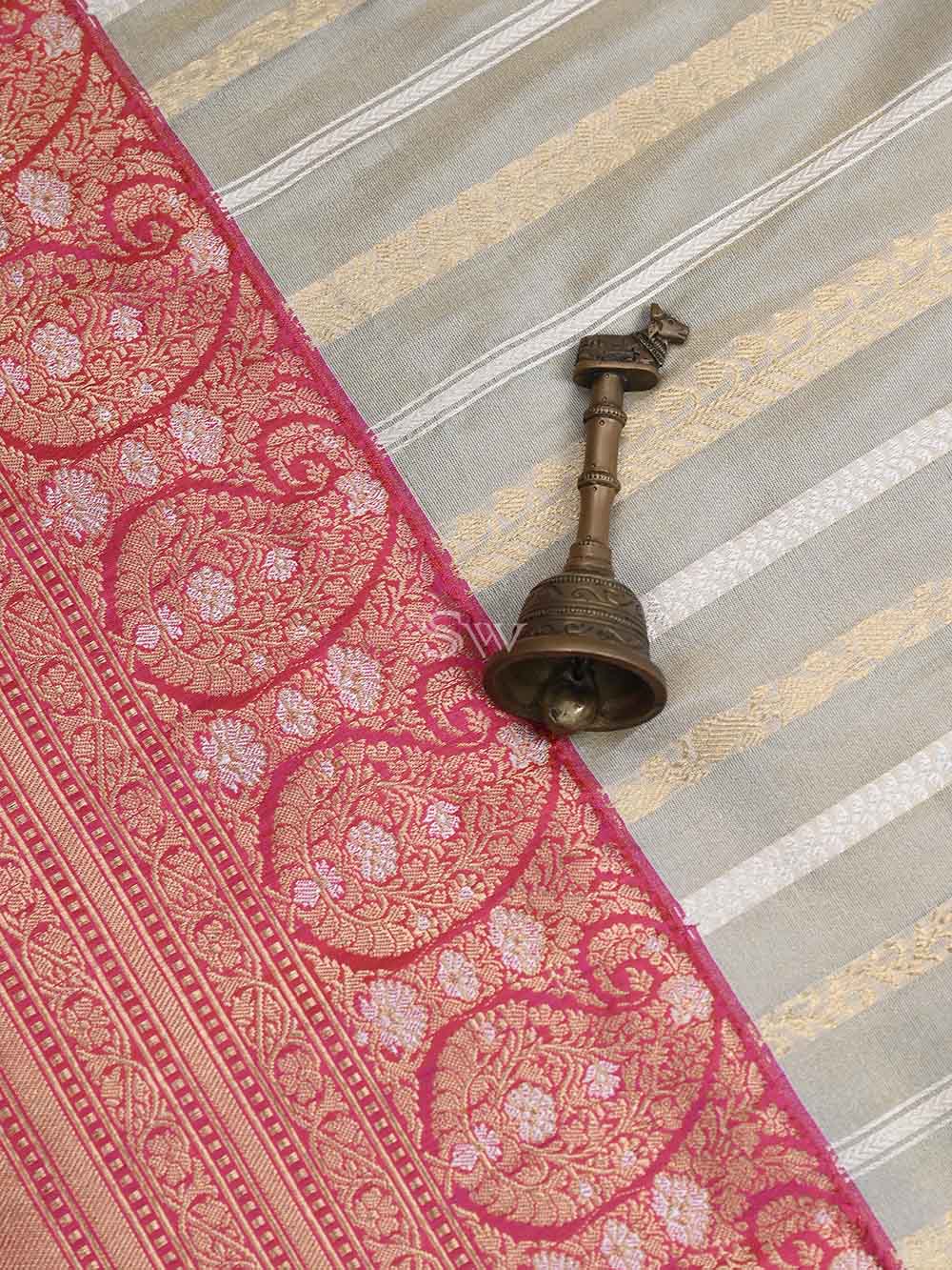Cream Gold Katan Silk Tissue Handloom Banarasi Saree - Sacred Weaves